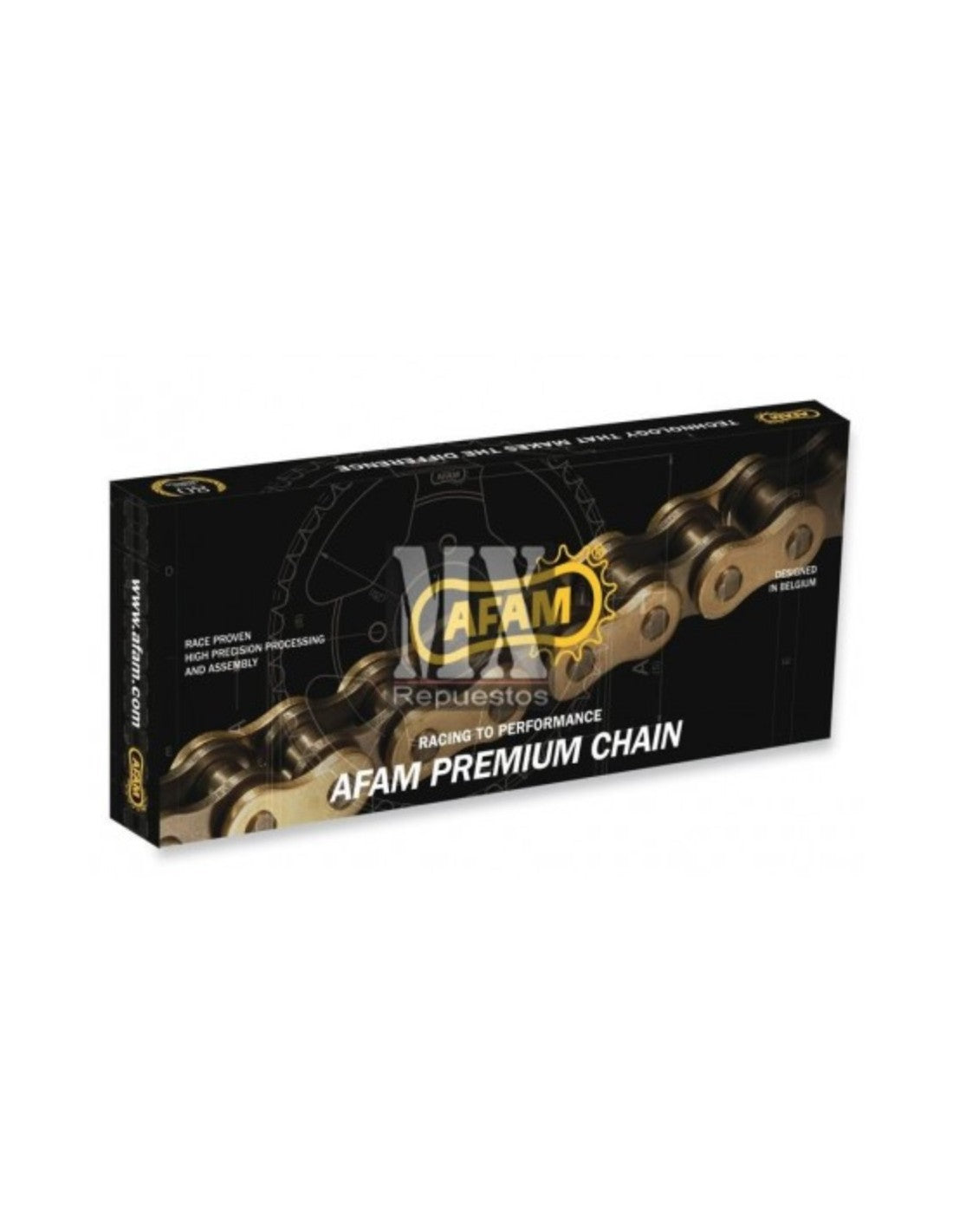Cadena AFAM MX paso 420 para Pit Bike (Negra)